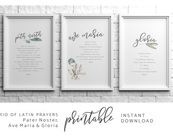 Stampe artistiche di preghiere latine: Pater Noster, Ave Maria, Gloria (download digitale)