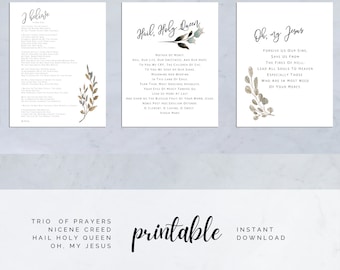 Stampe di preghiere cattoliche: Credo niceno, Salve Regina, Oh mio Gesù (download digitale)