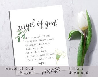 Angel of God Prayer Printable  I  Guardian Angel Prayer  I  Catholic Prayer Wall Art  I  Baptism Gift  I  Catholic Gift  I  Christian Prints