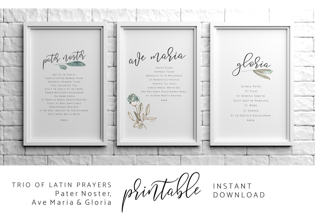 Prayer Digital Print Set in LATIN. Pater Noster, Ave Maria, Gloria ...