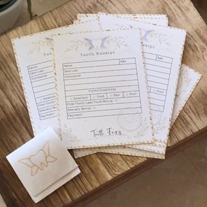 20 moments de dent | 20 cartes de réception Fée des dents et 1 sac Fée des dents | Certificat souvenir de fée des dents pour enfants (or clair)