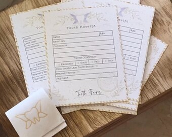 Biglietti di auguri per la fatina dei denti: certificato ricordo e set di borse