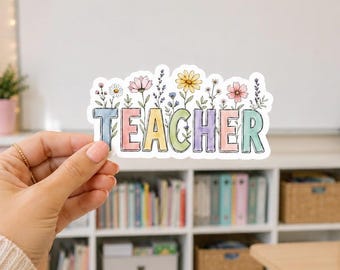Adesivo floreale per insegnanti / Decalcomania per aula con fiori selvatici ad acquerello