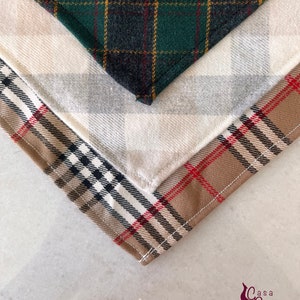Pack of 3 Square flannel scarfs wool and cotton blend super soft green beige ecru ivory bandana
