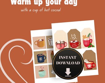 Etichette regalo per dolcetti al cacao caldo / Download immediato / Stampabile