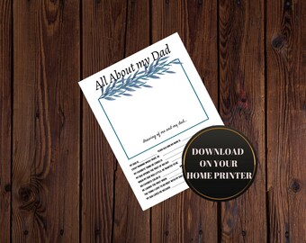 Questionario "Tutto su mio padre" / Stampabile / DOWNLOAD IMMEDIATO