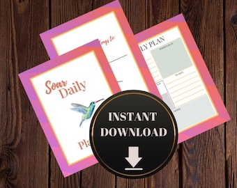Hummingbird Daily Planner stampabile: PDF minimalista per la cura di sé (download digitale di 20 pagine)