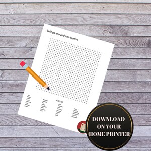 Word Search for Home Printable / Kid&#39;s Activity Game/ INSTANT DOWNLOAD