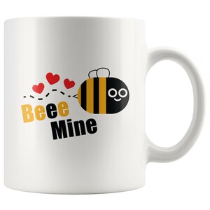 Bee Mine Valentine Mug / Ceramic Mug / Love Mug / Hearts Mug