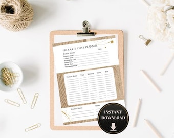Product Cost Planner: strumento di monitoraggio stampabile per piccole imprese (download immediato)