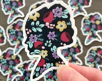 Elizabeth Bennet Floral Silhouette Vinyl Sticker 2.1" x 3"