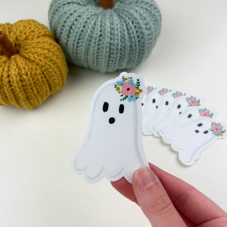 Floral Ghost Vinyl Sticker 2.1" X 3.0" - Etsy