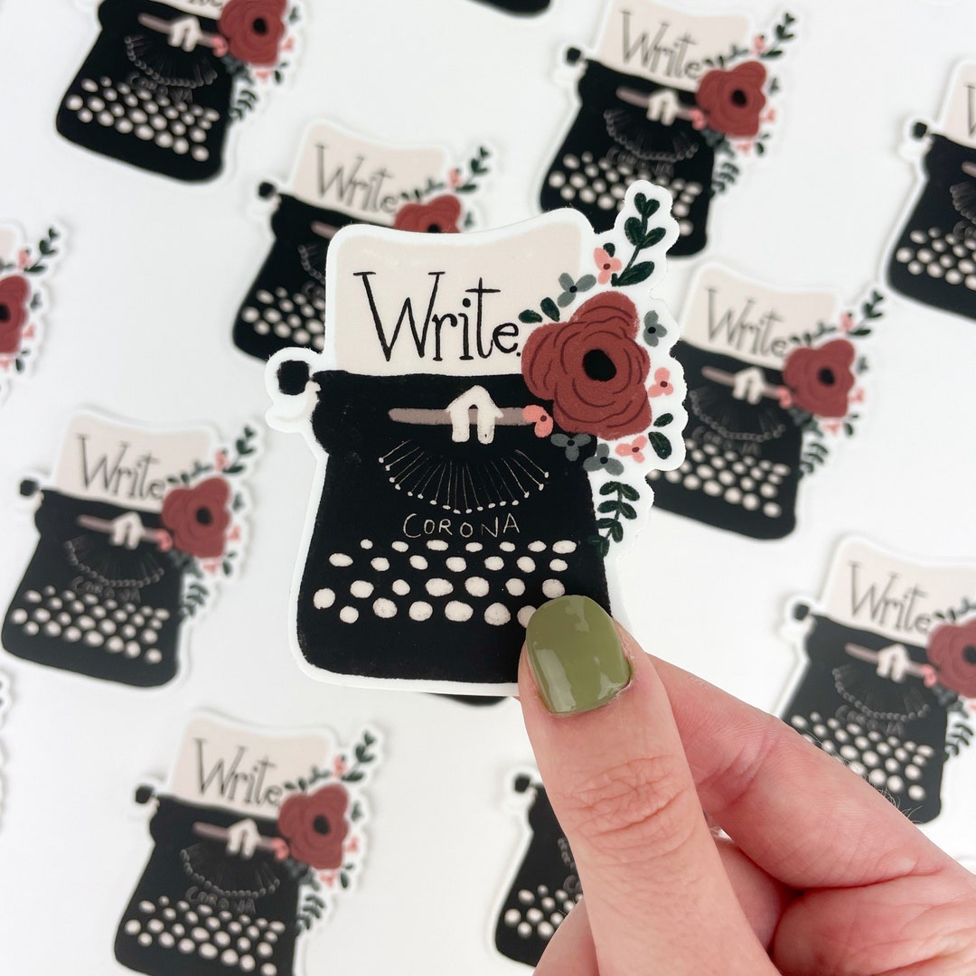Beautiful Writing Sticker Floral Typewriter