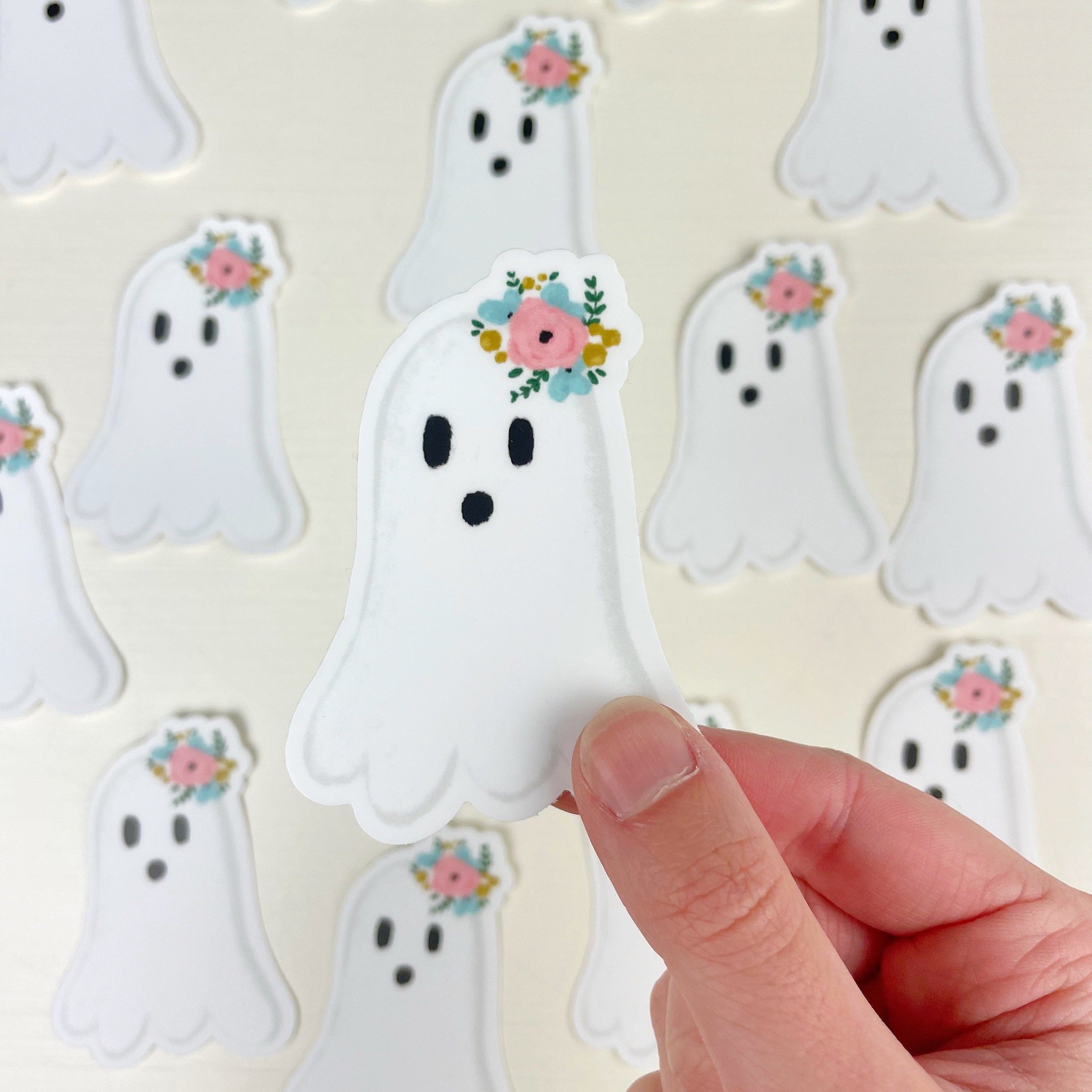 Floral Ghost Vinyl Sticker 2.1" X 3.0" - Etsy