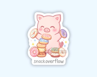 Snack Overflow Pig Vinyl Sticker, Stack Overflow, Programmer Humor Gift, Software Developer, Tech Coding, Computer Science Back to School