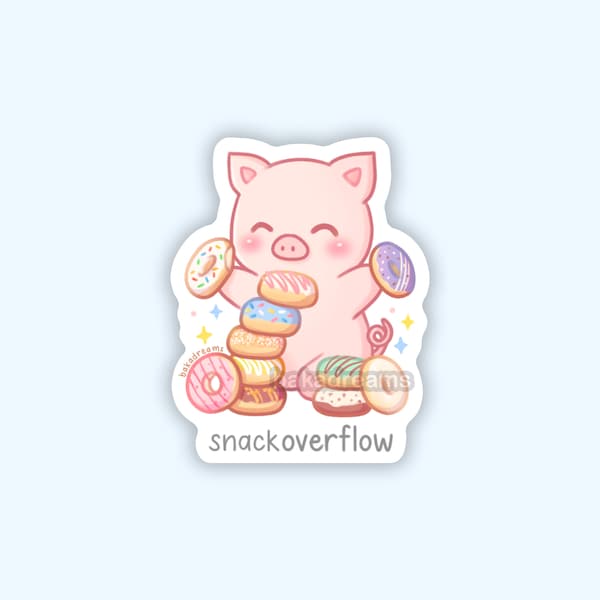 Snack Overflow Pig Vinyl Sticker, Stack Overflow, Programmer Humor Gift, Software Developer, Tech Coding, Computer Science Back to School