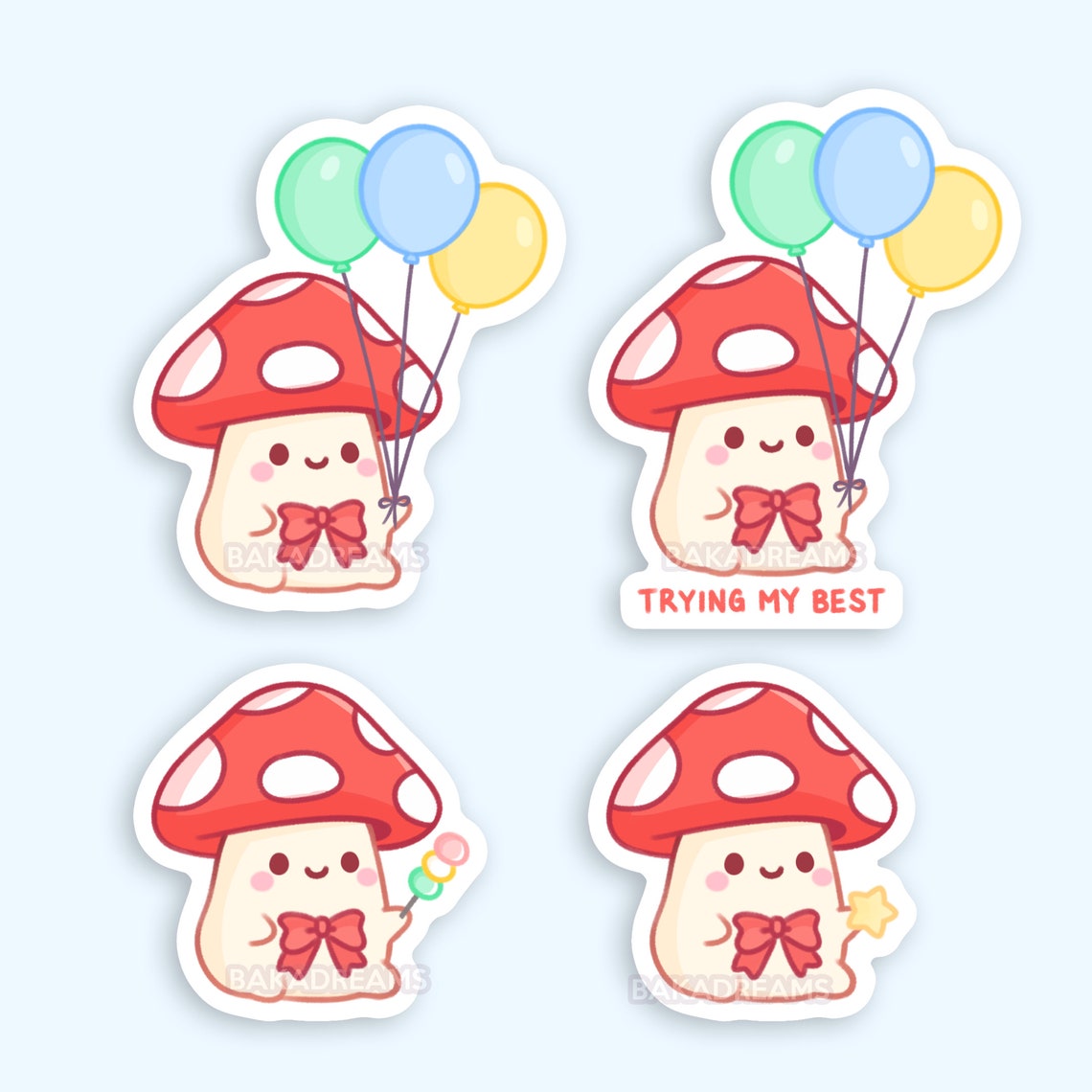 Kawaii Mushroom Vinyl Sticker Set Cute Mushroom With Etsy