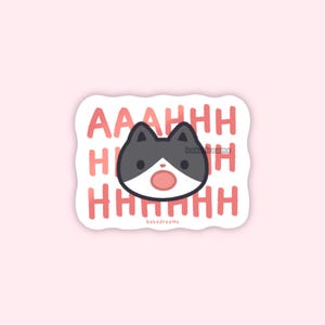 Existential Crisis Screaming Cat Sticker, Existential Dread, Tuxedo Cat, The Horror Persists, Cute Stickers for School Work, Dark Humor Gift