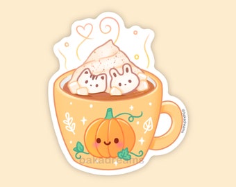 Pumpkin Spice Latte Vinyl Sticker, Cute Pumpkin Mug, PSL, Halloween Spooky Season, Spoopy Coffee Mug, Die Cut Decal Water Resistant Laptop