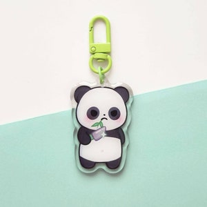 Stabby Panda Keychain, Kawaii Panda Keychain, Double Sided Clear Epoxy Acrylic, Tiger With Knife, Animal With Knife