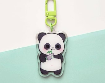 Stabby Panda Keychain, Kawaii Panda Keychain, Double Sided Clear Epoxy Acrylic, Tiger With Knife, Animal With Knife