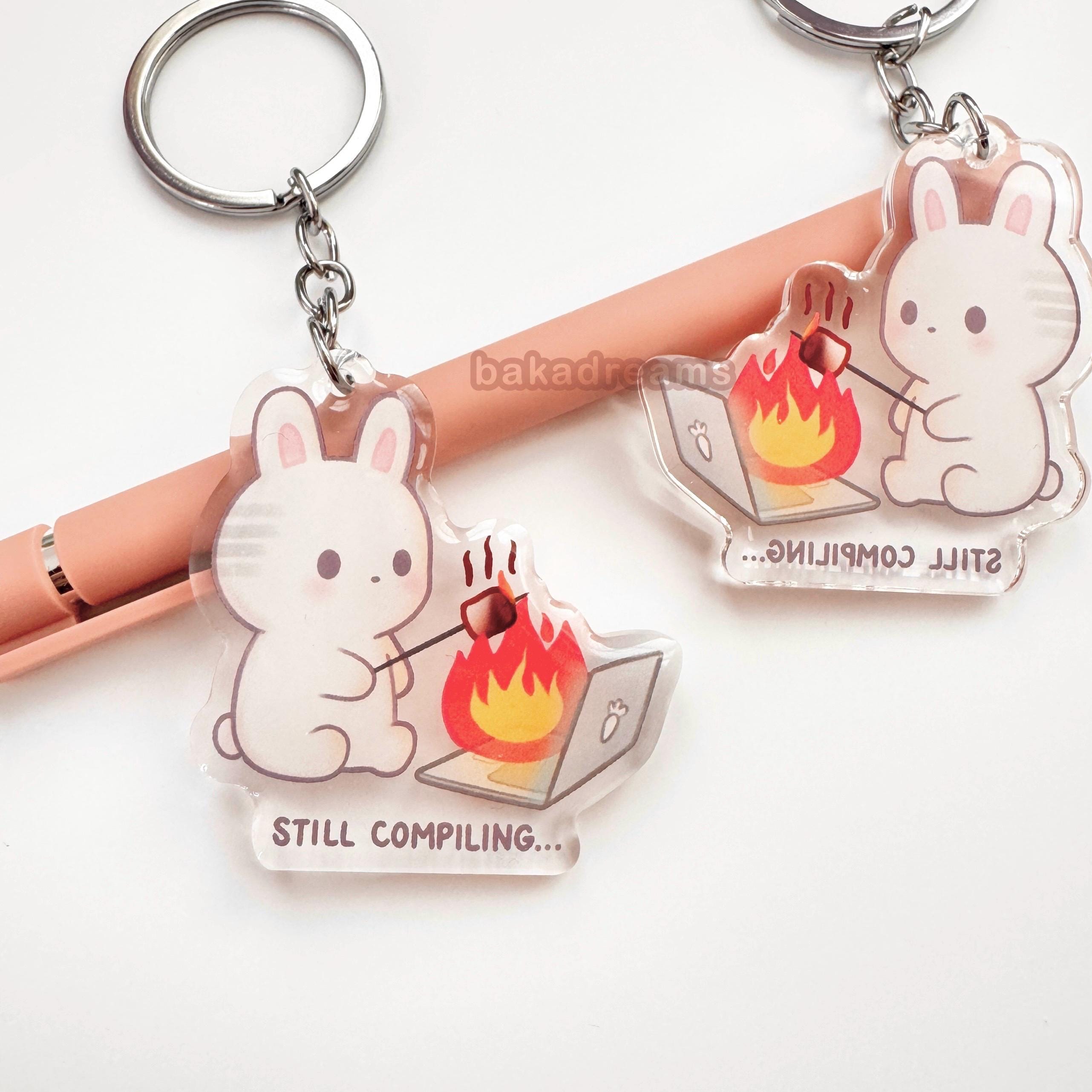 Still Compiling Bunny Acrylic Keychain, Programmer Humor - Etsy