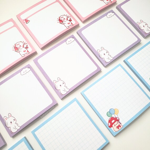 Bunny Post It Sticky Notes Pastel Purple Kawaii Memo Pad Etsy Uk