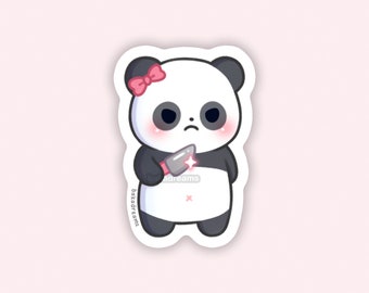 Stabby Panda with Cute Bow Vinyl Sticker, Kawaii Animals with Knives, Dangerous Panda Die Cut for Phone Laptop Waterbottle