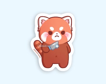 Stabby Red Panda Vinyl Sticker, Red Panda with Knife, Animals with Knives, Kitchen Knife, Dangerous Die Cut for Phone Laptop Waterbottle