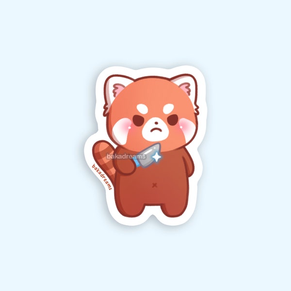 Stabby Red Panda Vinyl Sticker, Red Panda with Knife, Animals with Knives, Kitchen Knife, Dangerous Die Cut for Phone Laptop Waterbottle