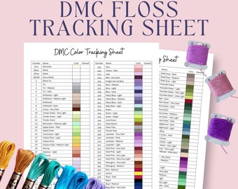 DMC Floss Thread Tracking Sheet | Printable or Goodnotes Compatible | Instant Pdf Download