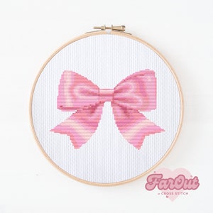 Pink Bow Cross Stitch Pattern PDF | Instant Download