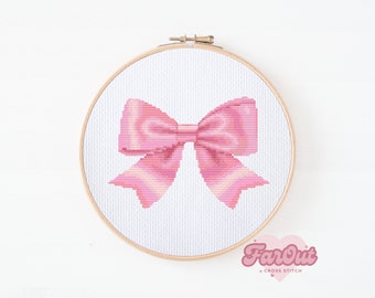 Roze strik kruissteekpatroon PDF | Directe download
