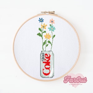 Floral Diet Coke Can Cross Stitch Pattern Pdf | Instant Download