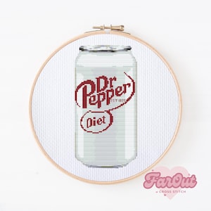 May include: A white can of Diet Dr Pepper with red lettering. The can is on a white background.