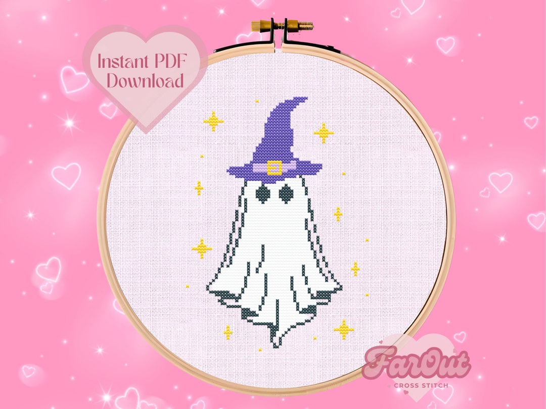 Witchy Ghost Cross Stitch Pattern PDF Instant Download Halloween ...