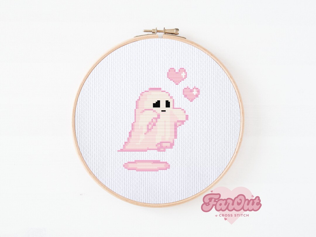 Cute Pink Ghost Cross Stitch Pattern PDF | Instant Download - Etsy
