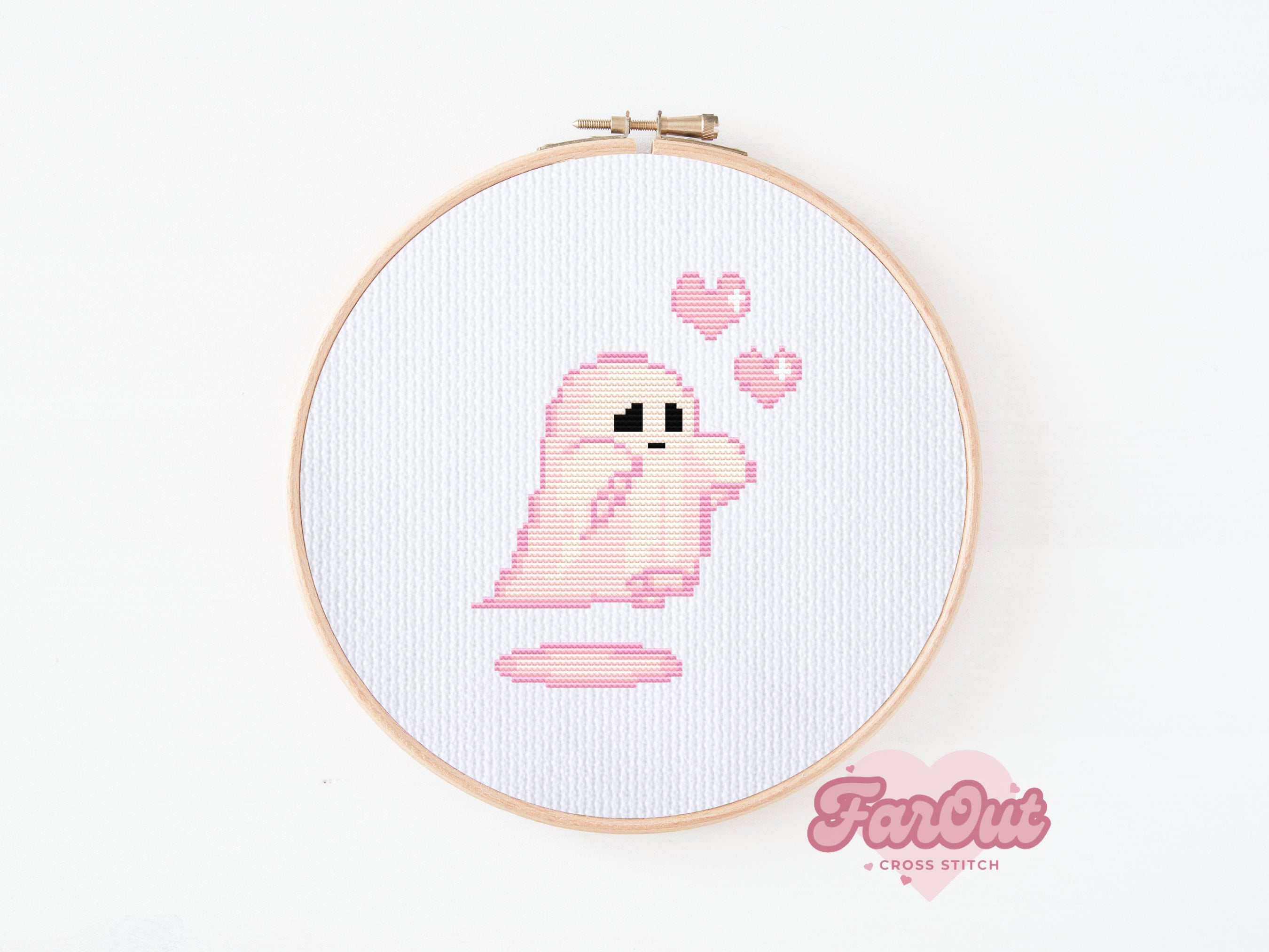 Cute Pink Ghost Cross Stitch Pattern PDF | Instant Download - Etsy