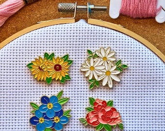 Sommerblumen | Magnetischer Needlesticker | Für Kreuzstich, Nadelspitze, Stickerei, Nähen und vieles mehr!
