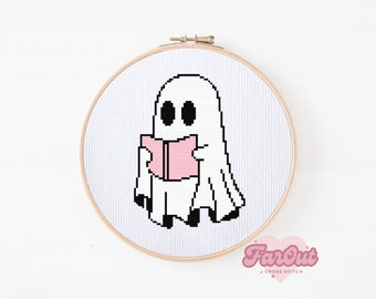 Cute Pink Ghost Cross Stitch Pattern PDF | Instant Download - Etsy