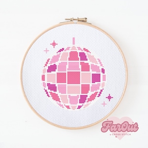Pink Disco Ball Sparkle Cross Stitch Pattern PDF | Instant Download