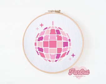 Roze discobal glitter kruissteekpatroon pdf | Direct downloaden