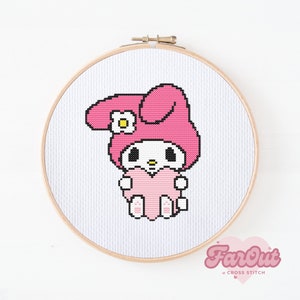 Pink Bunny My Mel Cross Stitch Pattern PDF | Instant Download