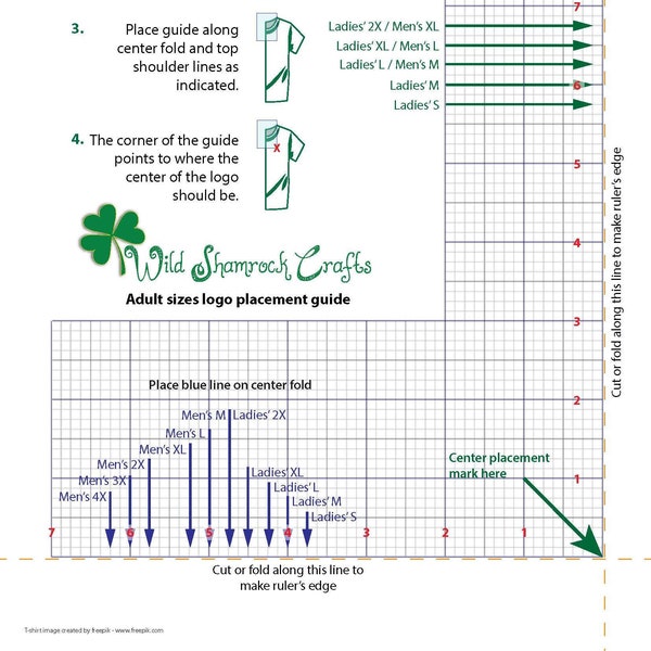 Left-Side Adult -- Printable machine embroidery logo placement guide for adult sizes