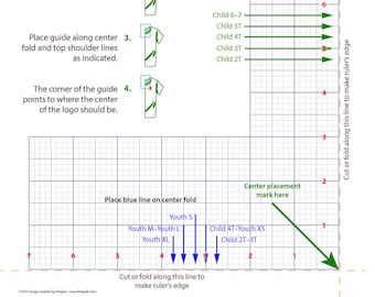 Left-Side Child -- Printable machine embroidery logo guide for children's sizes, left-side placement