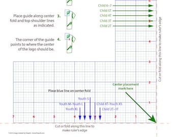 Left- AND Right-Side Children's Printable Machine Embroidery Logo Placement Guides for Child Sizes
