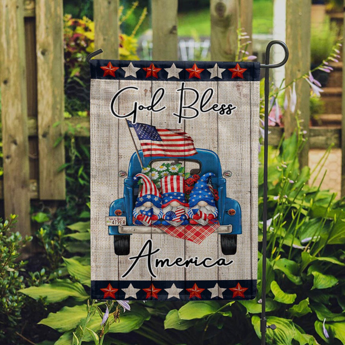 American gnomes flag god bless america flag american truck  etsy