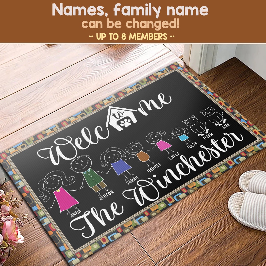 Personalized Mat Custom Family Name Doormat Etsy