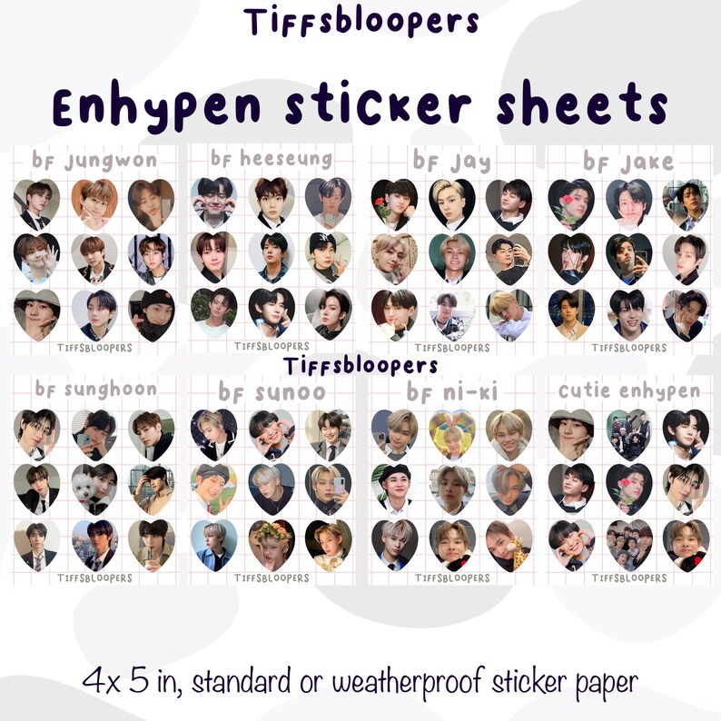 enhypen themed sticker sheets enhypen stickers bullet etsy