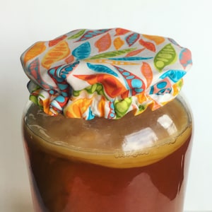 Reusable Jar / Small Bowl Cover, Fabric Cloth, Peapod Print